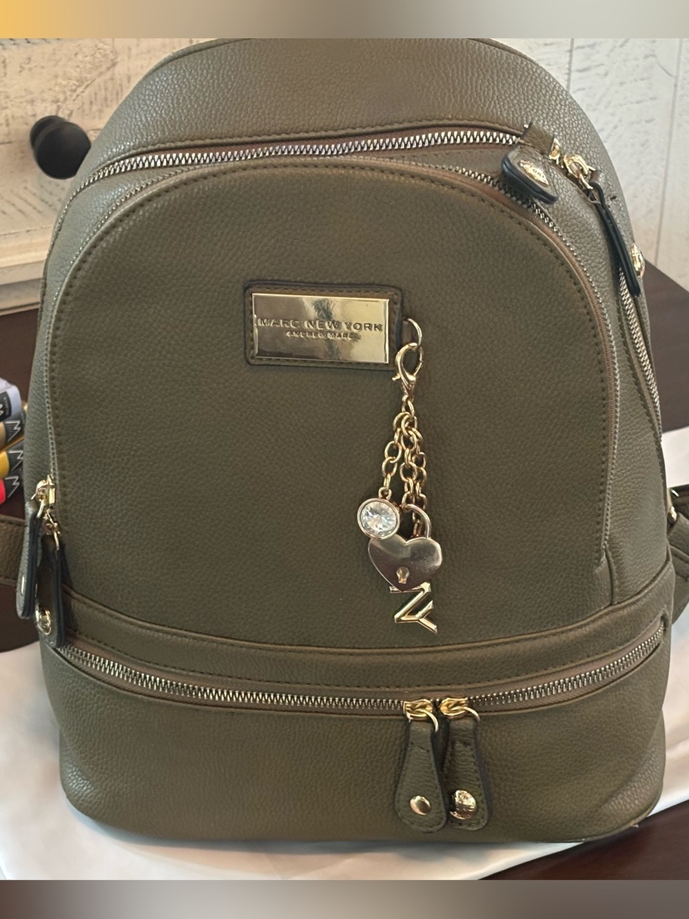MARC NY OLIVE SOFT PEBBLED LEATHER BACKPACK CARRYALL